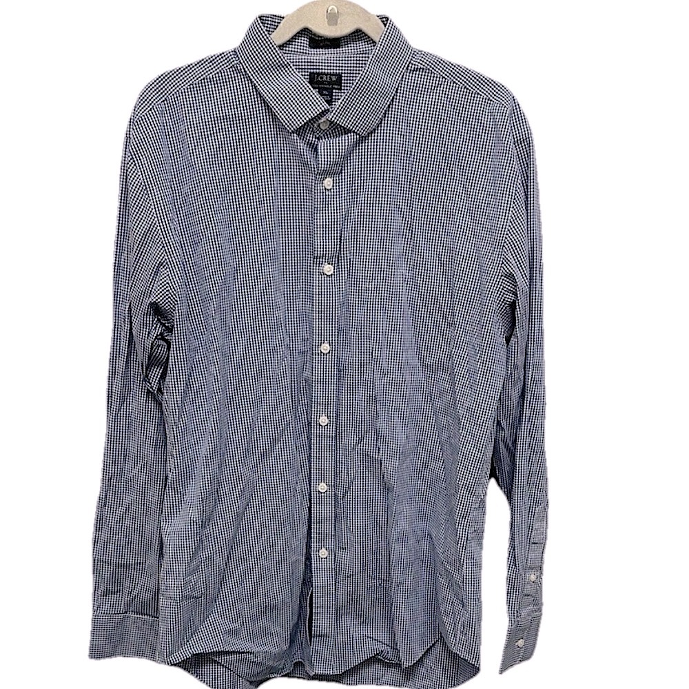 J Crew Mens‎ Slim Fit FLEX Wrinkle Free Button Down Shirt Size XL Gingham Plaid